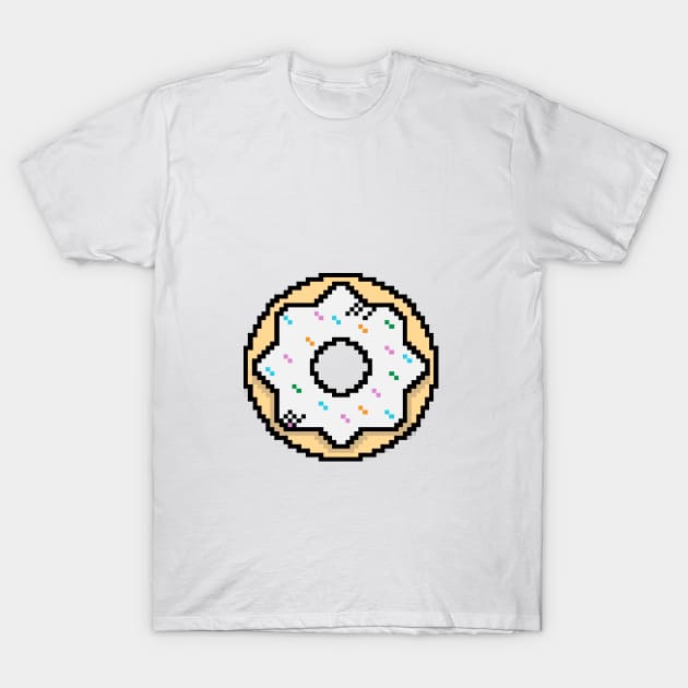 Cute Donut White - Pixel Icon T-Shirt by Lionti_design